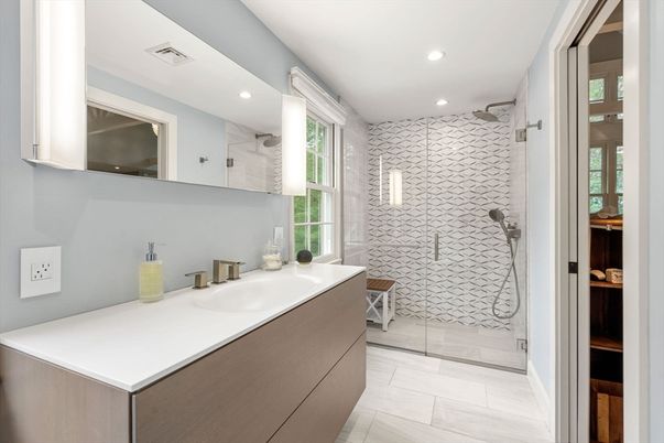 Bathroom, Glass Shower, Interior, Recessed Lighting