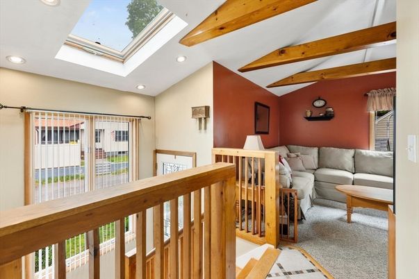 Interior, Living room, Recessed Lighting, Wooden Beams