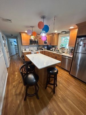 Interior, Kitchen, Stainless Steel Appliances, Wood Texture Flooring