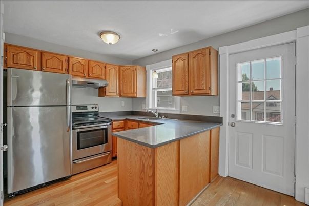 Interior, Kitchen, Stainless Steel Appliances, Wood Texture Flooring