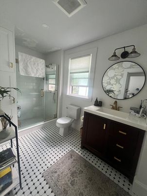 Bathroom, Glass Shower, Interior, Recessed Lighting