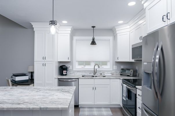 Interior, Kitchen, Pendant Lights, Recessed Lighting, Stainless Steel Appliances