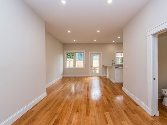 Bathroom, Empty room, Interior, Recessed Lighting, Wood Texture Flooring