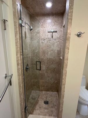 Bathroom, Glass Shower, Interior, Recessed Lighting