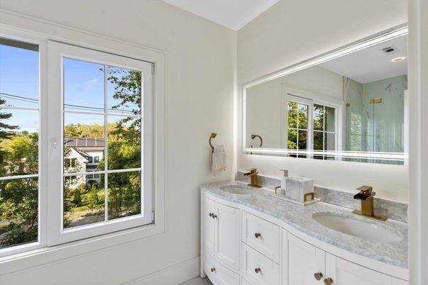Bathroom, Dual Sink Vanities, Interior, Marble Walls