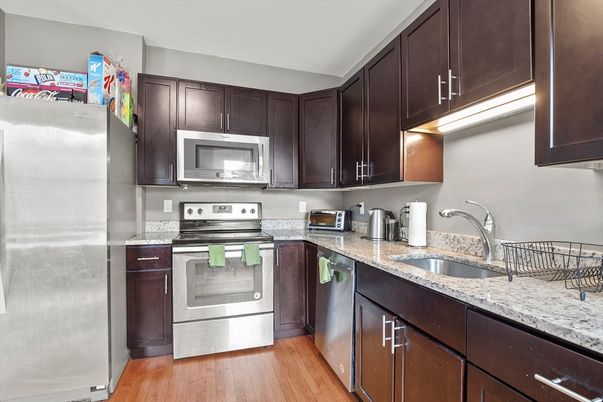 Interior, Kitchen, Stainless Steel Appliances, Wood Texture Flooring
