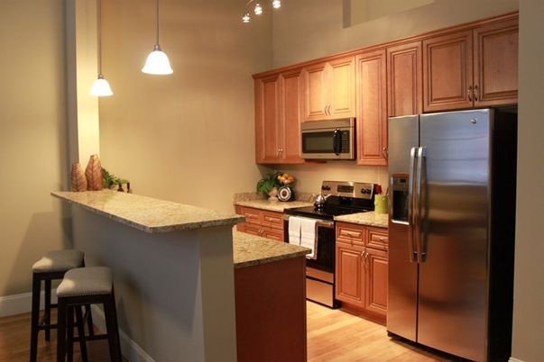 Interior, Kitchen, Pendant Lights, Wood Texture Flooring