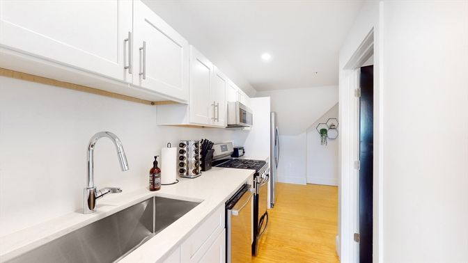 Interior, Kitchen, Recessed Lighting, Wood Texture Flooring