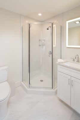 Bathroom, Glass Shower, Interior, Recessed Lighting
