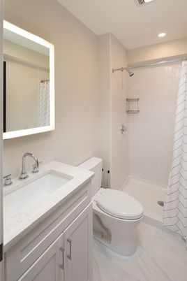Bathroom, Interior, Marble, Recessed Lighting