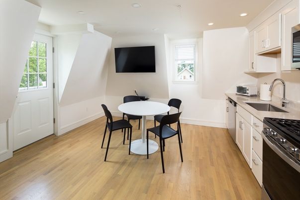 Dining room, Interior, Kitchen, Recessed Lighting, Wood Texture Flooring