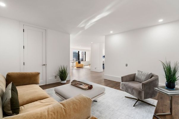Interior, Living room, Recessed Lighting, Wood Texture Flooring