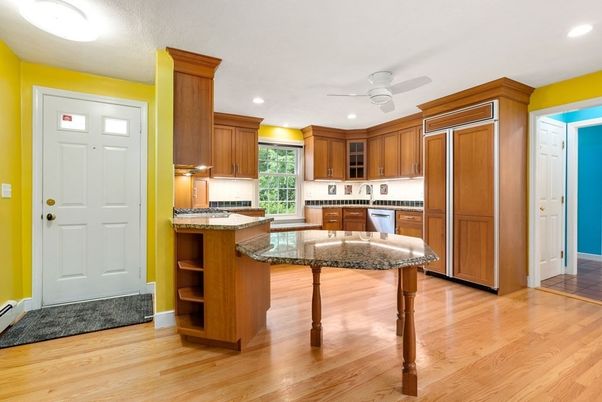 Interior, Kitchen, Recessed Lighting, Wood Texture Flooring