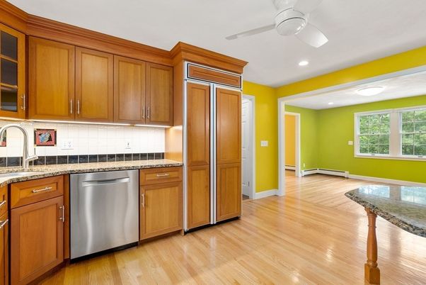 Interior, Kitchen, Recessed Lighting, Wood Texture Flooring