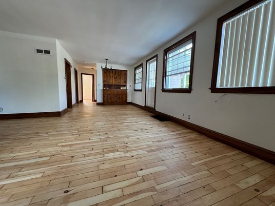 Empty room, Interior, Pendant Lights, Wood Texture Flooring