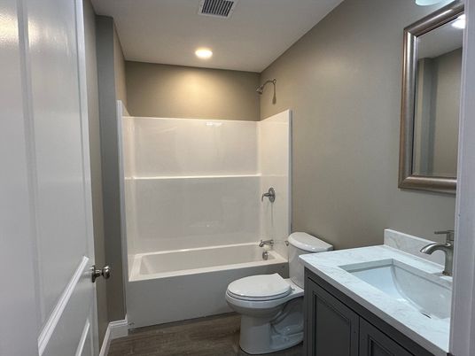 Bathroom, Interior, Recessed Lighting, Wood Texture Flooring