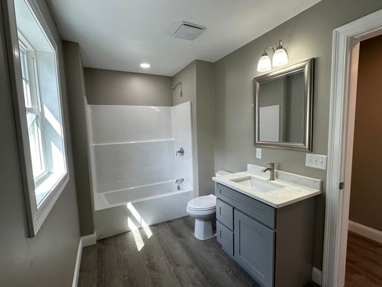 Bathroom, Interior, Recessed Lighting, Wood Texture Flooring