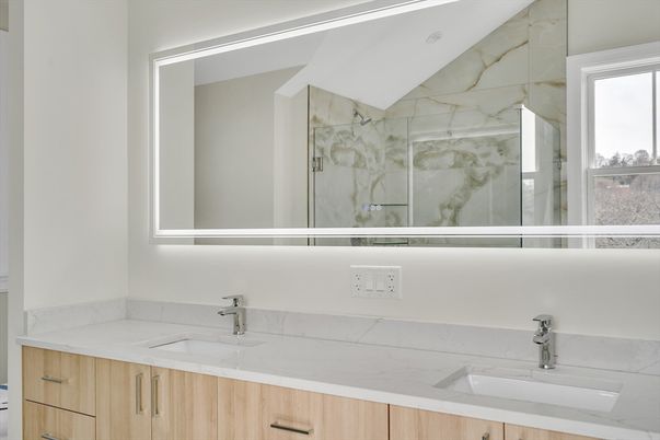 Bathroom, Dual Sink Vanities, Interior, Marble Walls