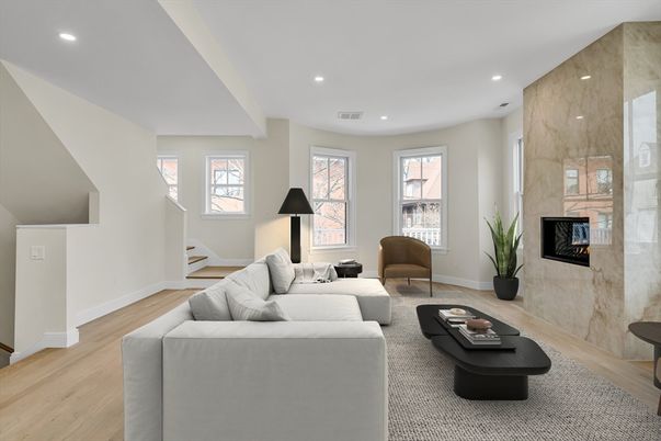 Interior, Living room, Recessed Lighting, Wood Texture Flooring