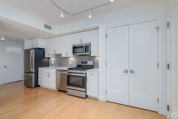 Interior, Kitchen, Stainless Steel Appliances, Wood Texture Flooring