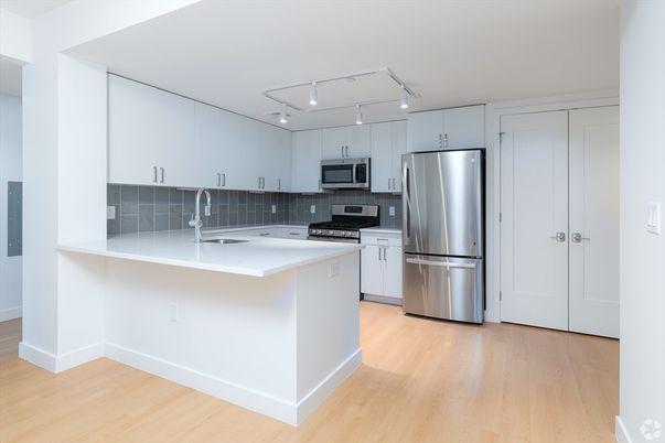 Interior, Kitchen, Stainless Steel Appliances, Wood Texture Flooring
