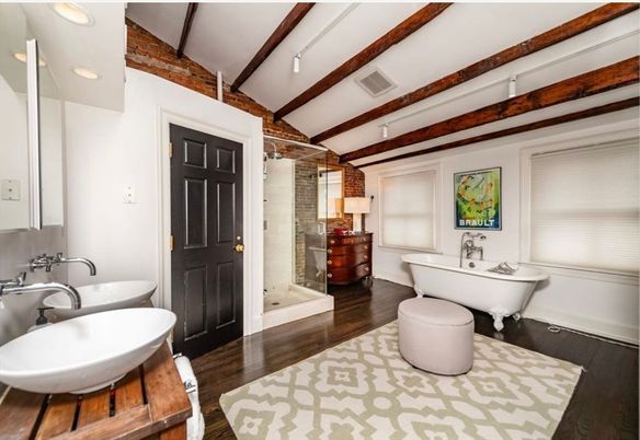 Bathroom, Dual Sink Vanities, Free Standing Baths, Glass Shower, Interior, Recessed Lighting, Wood Texture Flooring