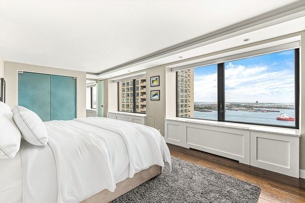 Bedroom, Interior, Recessed Lighting, Water, Wood Texture Flooring