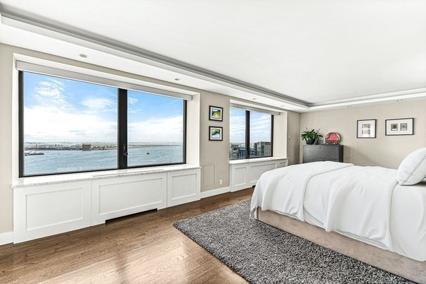 Bedroom, Interior, Recessed Lighting, Water, Wood Texture Flooring