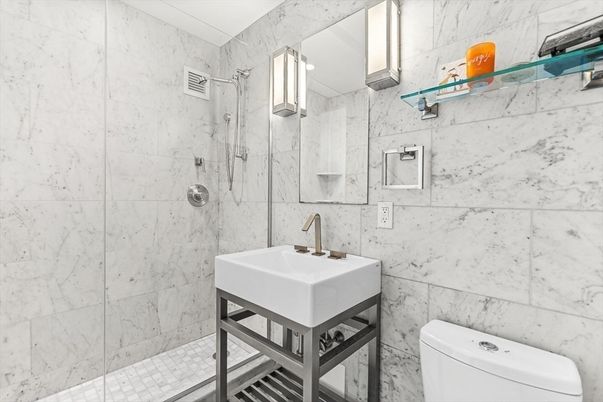 Bathroom, Glass Shower, Interior, Marble Walls