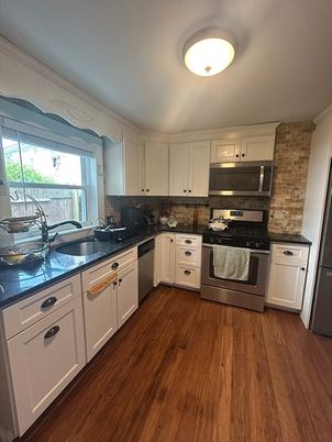 Interior, Kitchen, Stainless Steel Appliances, Wood Texture Flooring