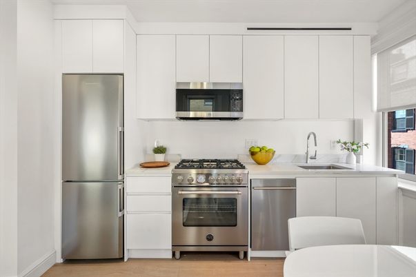 Interior, Kitchen, Stainless Steel Appliances, Wood Texture Flooring