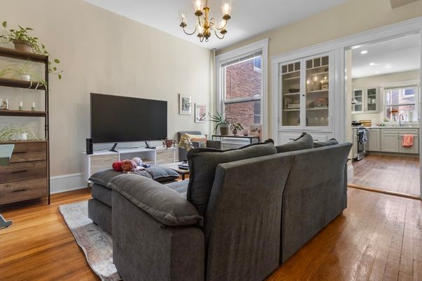 Chandelier, Interior, Living room, Recessed Lighting, Wood Texture Flooring