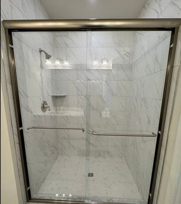 Bathroom, Glass Shower, Interior, Marble Walls