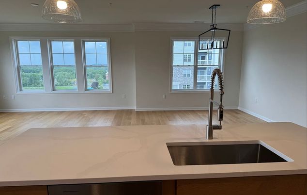 Empty room, Interior, Pendant Lights, Wood Texture Flooring