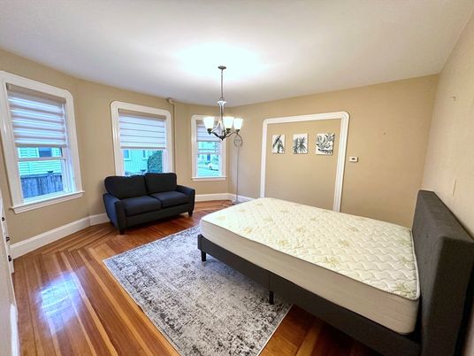 Bedroom, Chandelier, Interior, Pendant Lights, Wood Texture Flooring