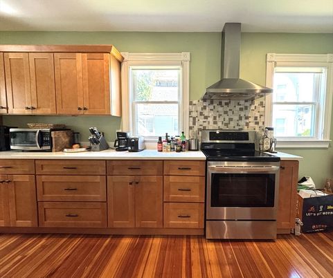 Interior, Kitchen, Stainless Steel Appliances, Wood Texture Flooring