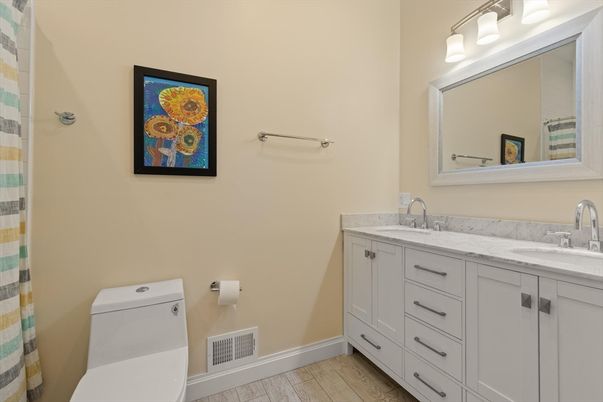 Bathroom, Dual Sink Vanities, Interior, Wood Texture Flooring