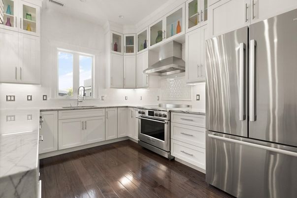 Interior, Kitchen, Stainless Steel Appliances, Wood Texture Flooring