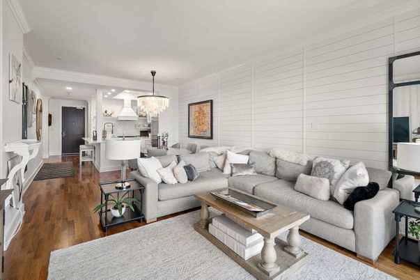 Chandelier, Interior, Living room, Recessed Lighting, Wood Texture Flooring