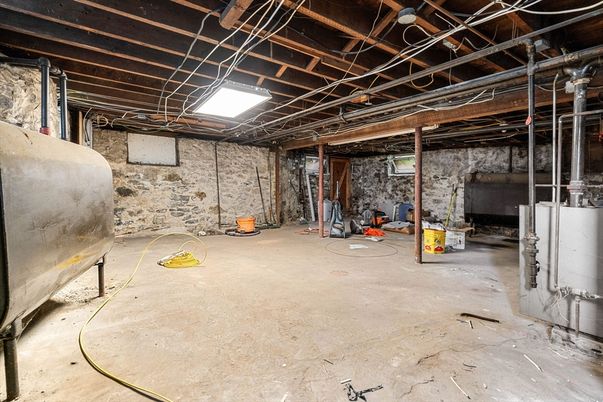 Interior, Stone Walls, Wooden Beams