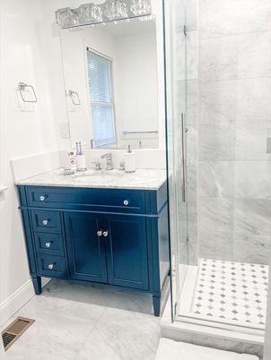 Bathroom, Glass Shower, Interior, Marble Walls