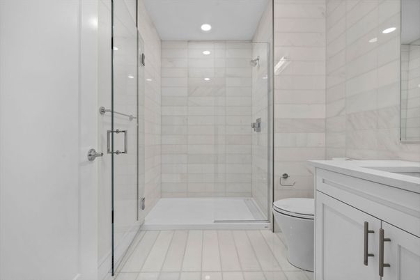 Bathroom, Glass Shower, Interior, Recessed Lighting