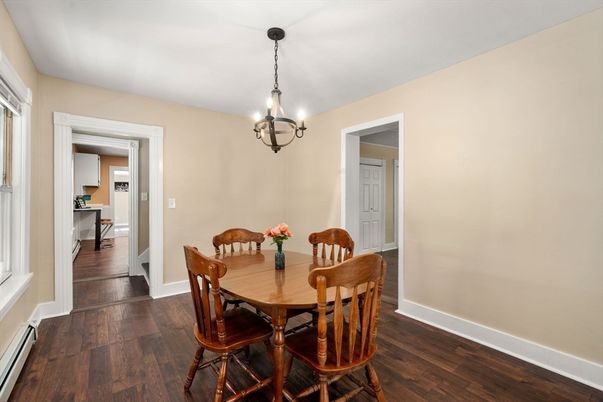 Chandelier, Dining room, Interior, Wood Texture Flooring