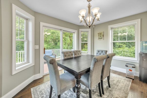 Chandelier, Dining room, Interior, Wood Texture Flooring
