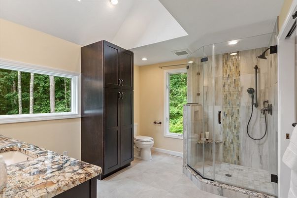 Bathroom, Glass Shower, Interior, Recessed Lighting