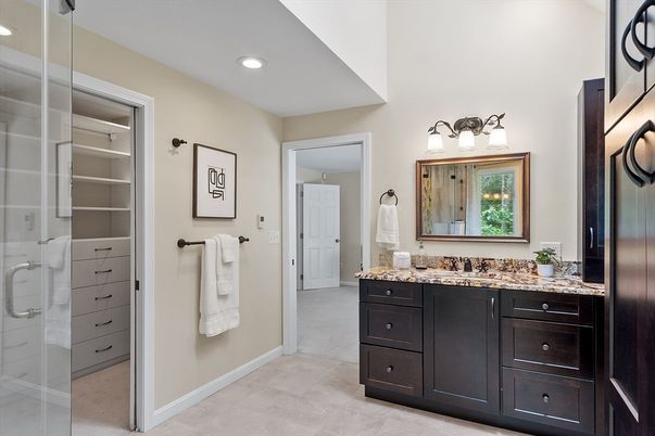 Bathroom, Glass Shower, Interior, Recessed Lighting