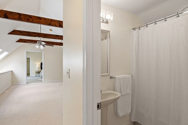 Bathroom, Interior, Recessed Lighting, Wooden Beams