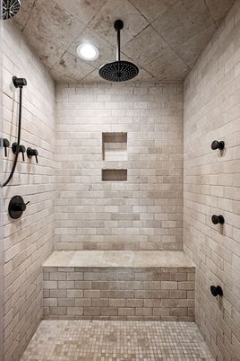 Bathroom, Interior, Recessed Lighting, Stone Walls