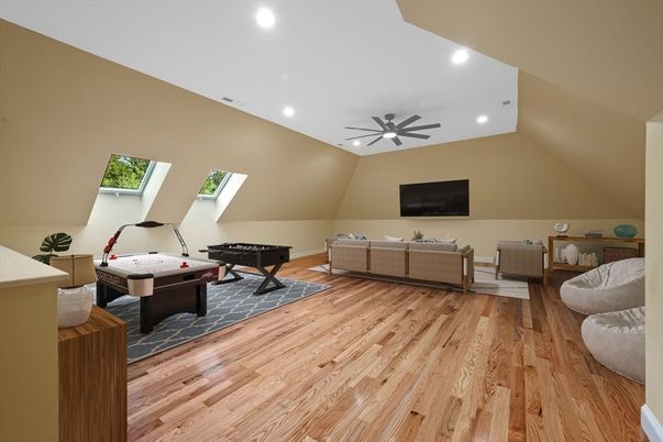 Home Office, Interior, Living room, Recessed Lighting, Wood Texture Flooring