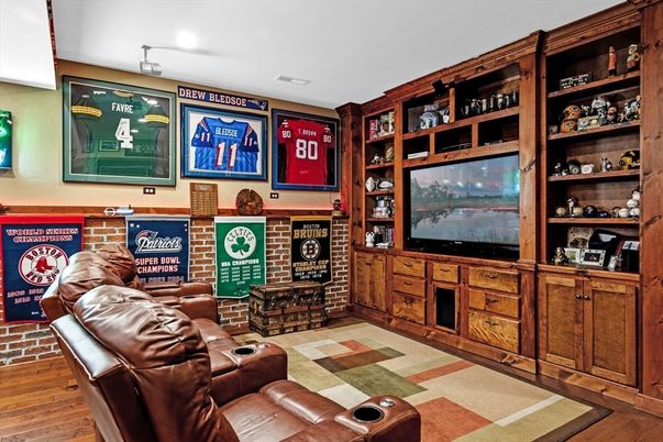 Home Theatre Room, Interior, Recessed Lighting, Wood Texture Flooring